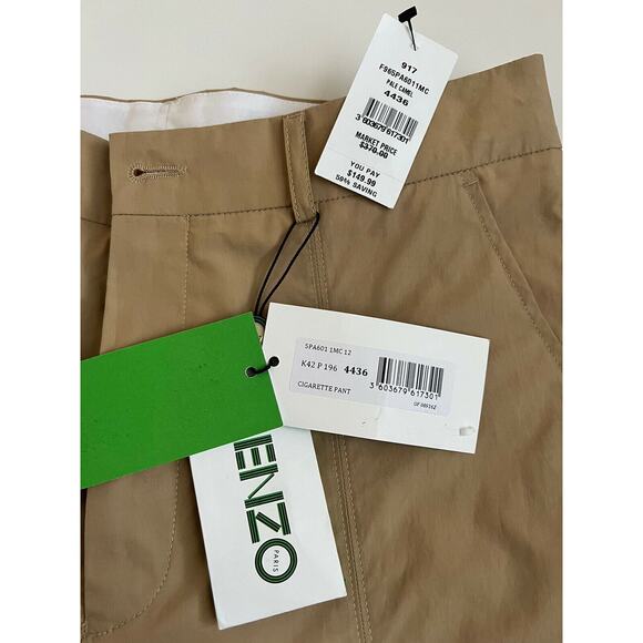 KENZO Men's Pale Camel Cigarette Cotton Pants Size 28 US (44 Euro) NWT $370 - Picture 4 of 10